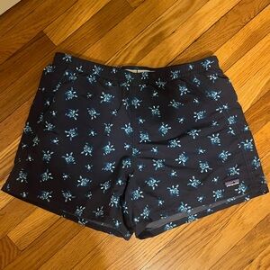 Patagonia EUC Baggies Shorts Womens Medium Blue Sea Turtles Graphic Linerless 4"